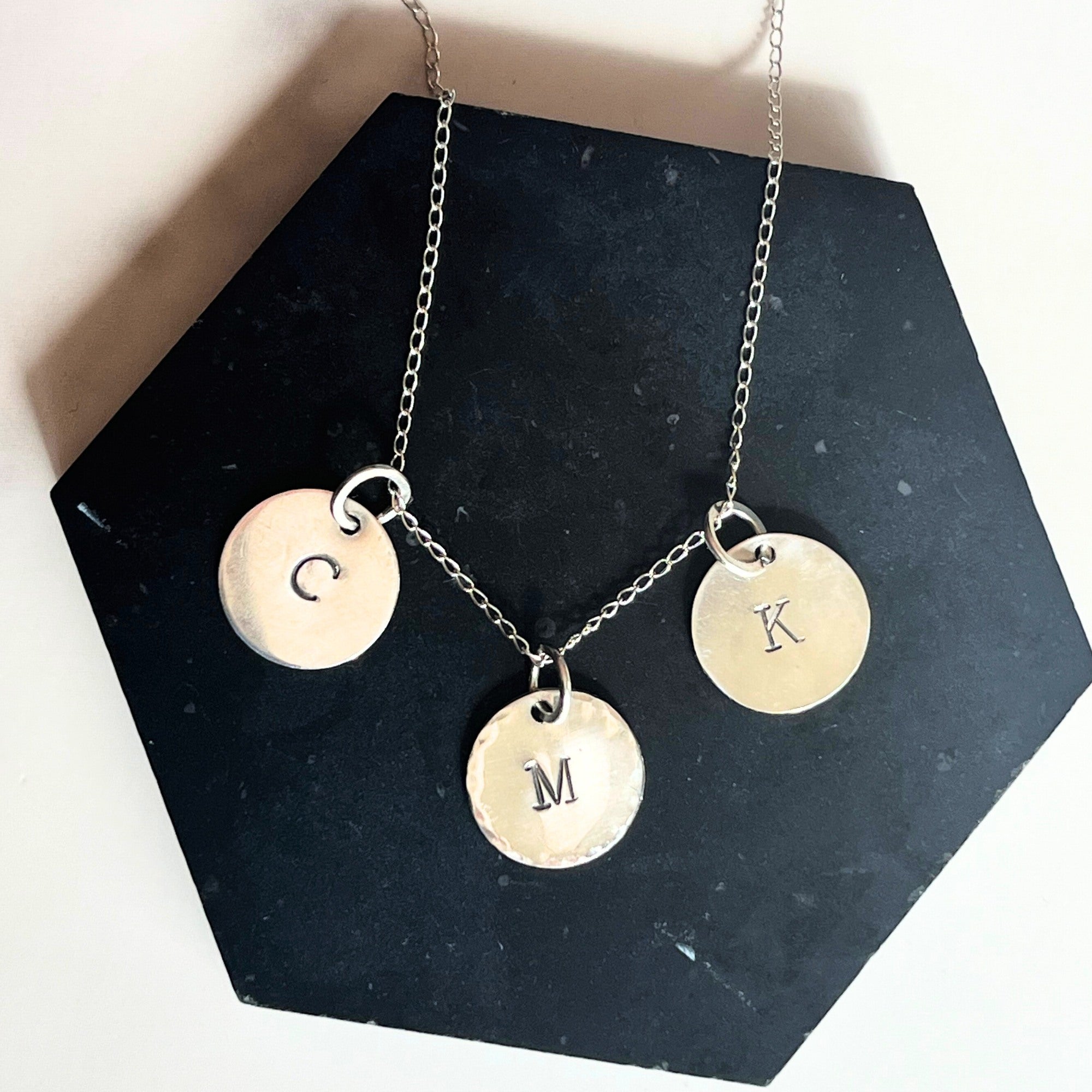 Silver Initial Disc Necklace