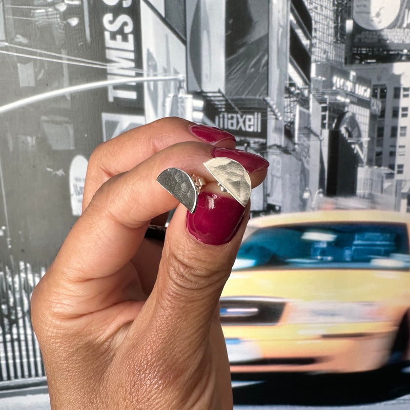 Reanne - Argentium Silver Half Moon Stud Earrings