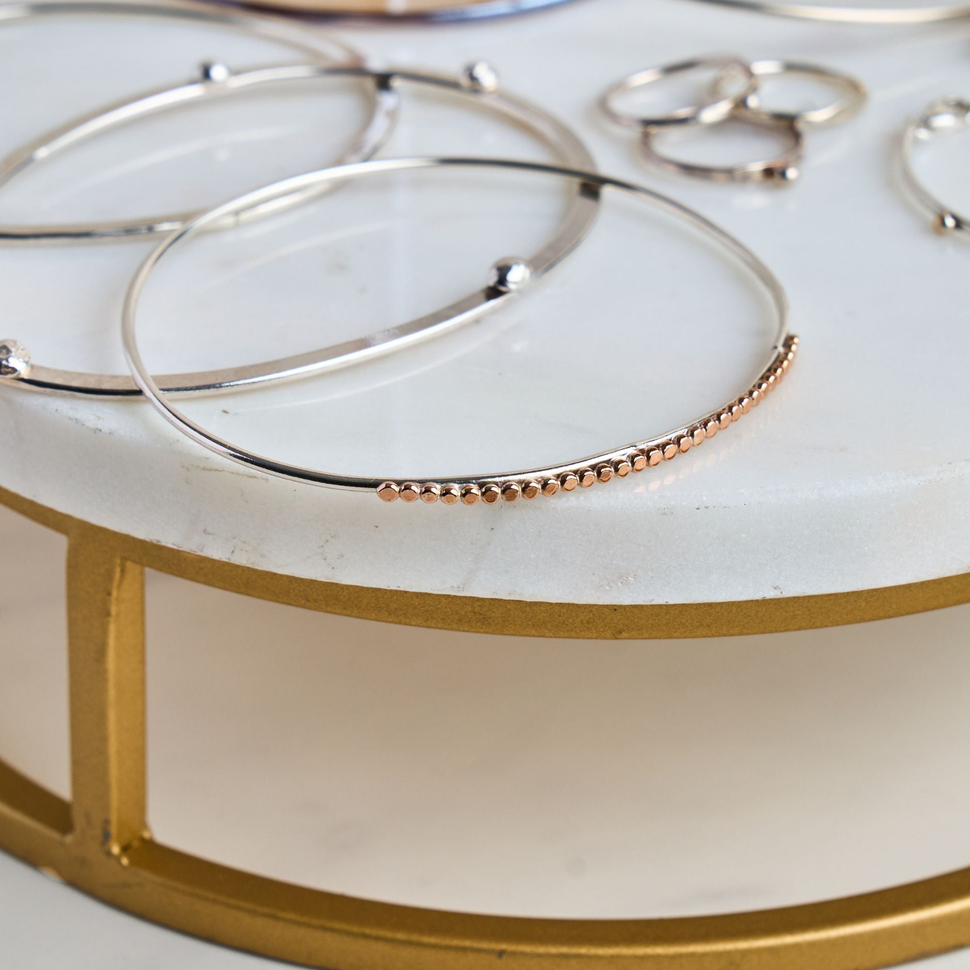 14kt Rose Gold-Filled Beaded Bangle Bracelet - Argentium Silver - Nickel Free