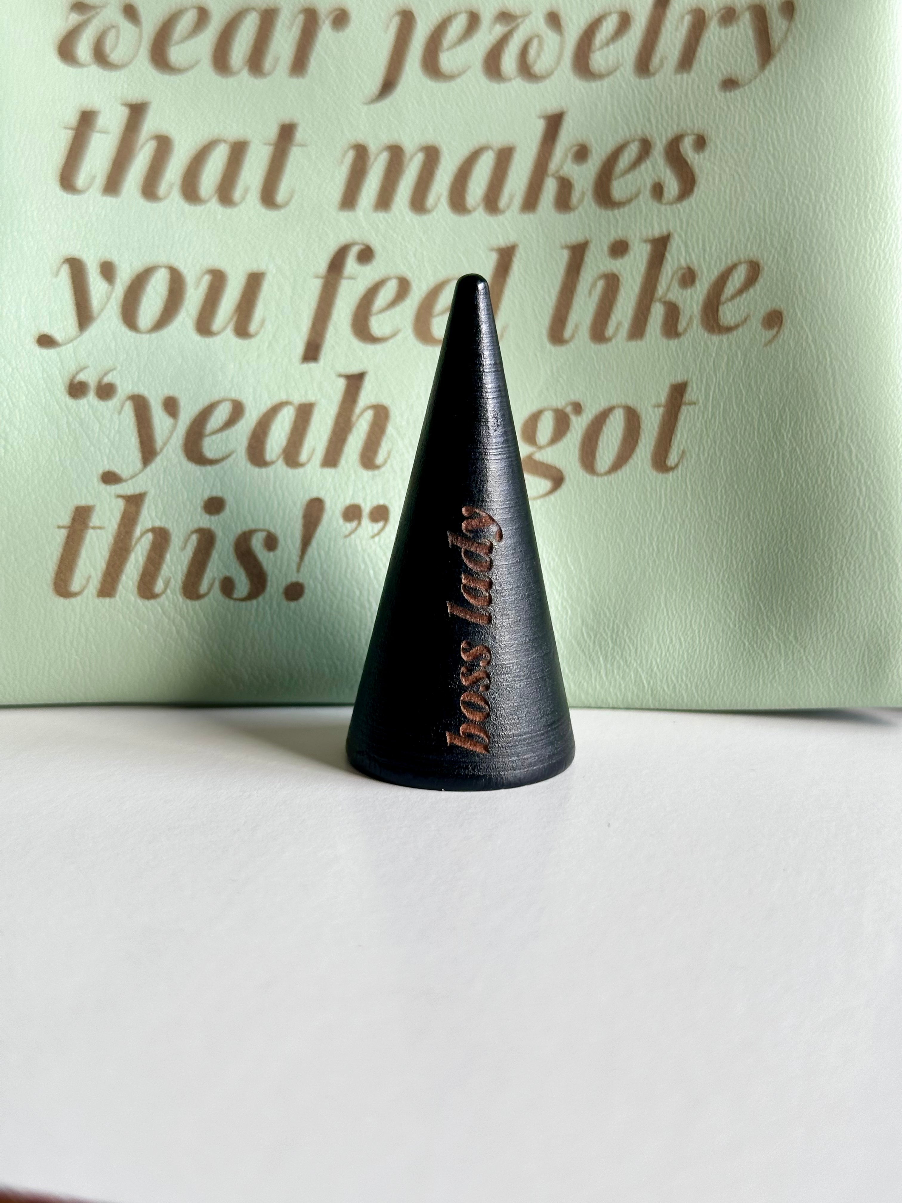 Boss Lady Engraved Ring Cone - Customizable Message