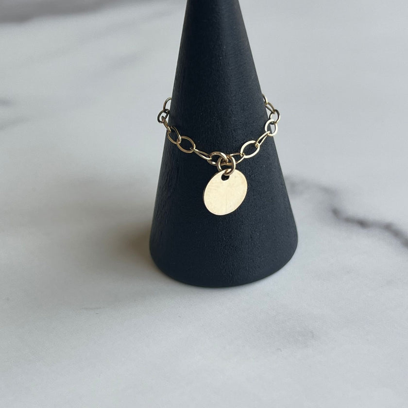 14kt Gold-Filled Chain Ring with Mini Gold Disc Pendant - The Pink Locket