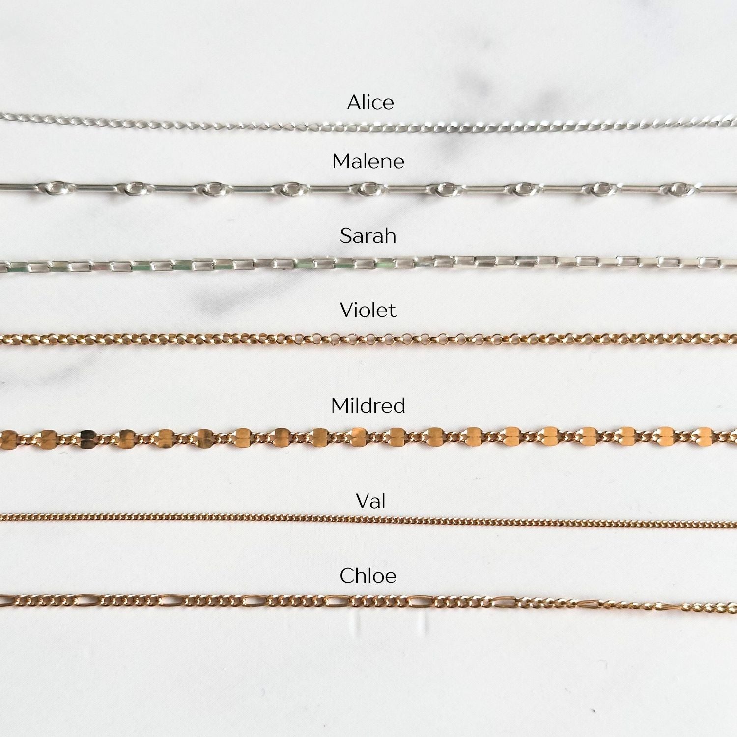 Single Chains - 14kt Gold-Filled, Argentium Silver, Sterling Silver