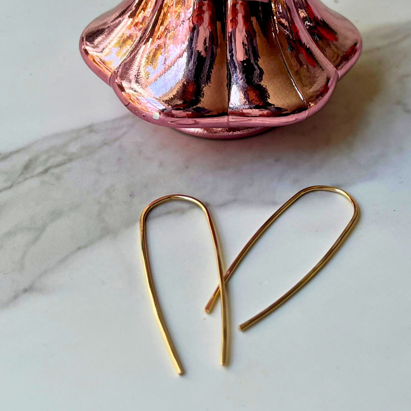 14kt Gold Filled Hammered Threader Earrings – Minimalist 2