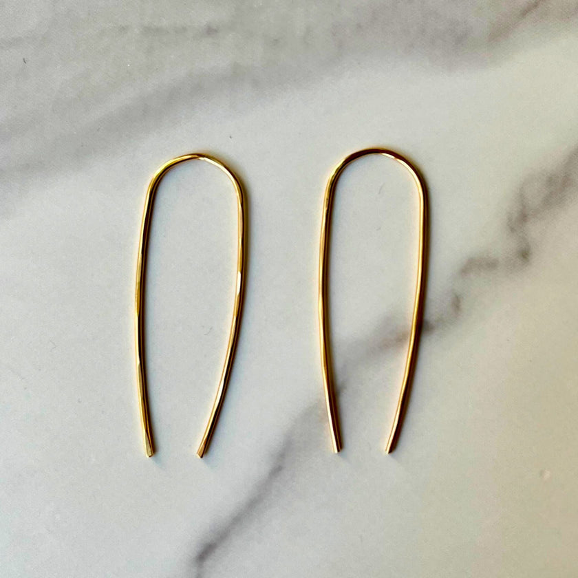 14kt Gold Filled Hammered Threader Earrings – Minimalist 2
