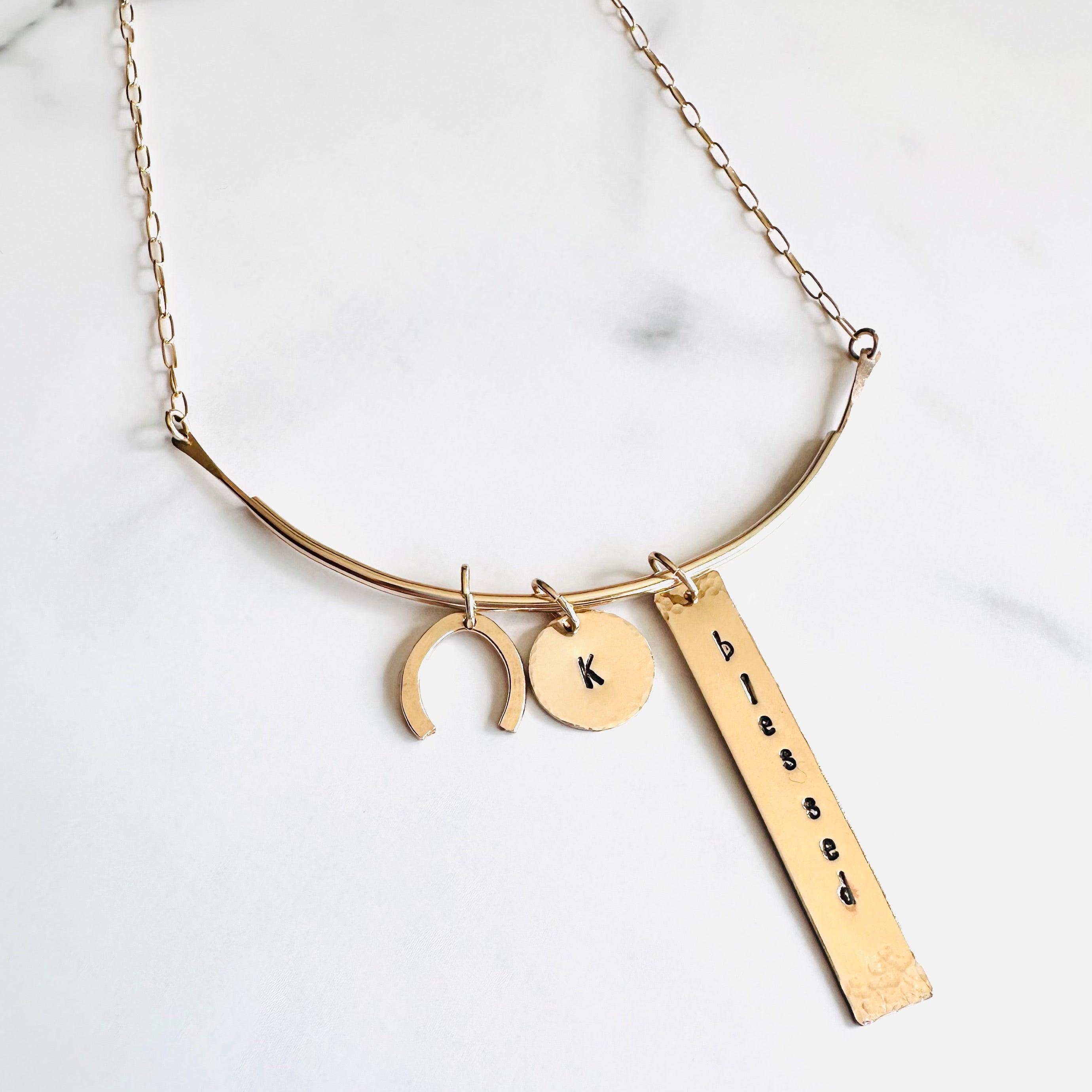 Personalized Gold Bar Necklace - Customizable Charm Necklace