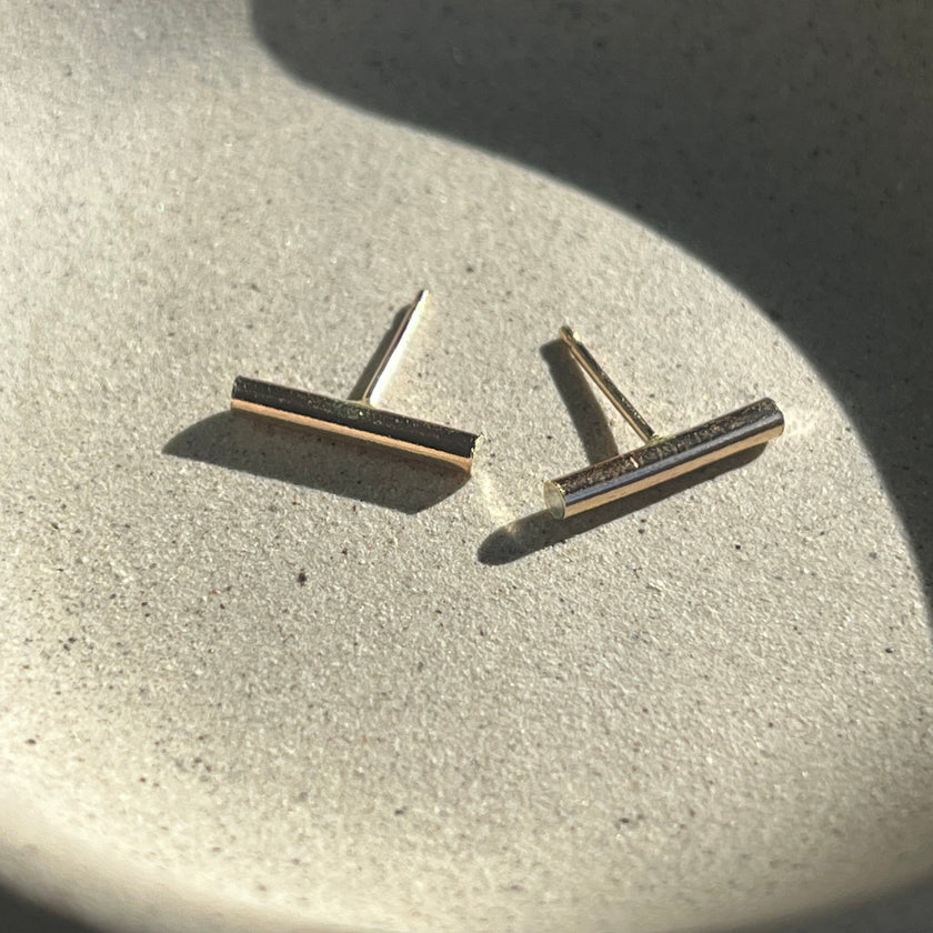 Gold Bar Stud Earrings