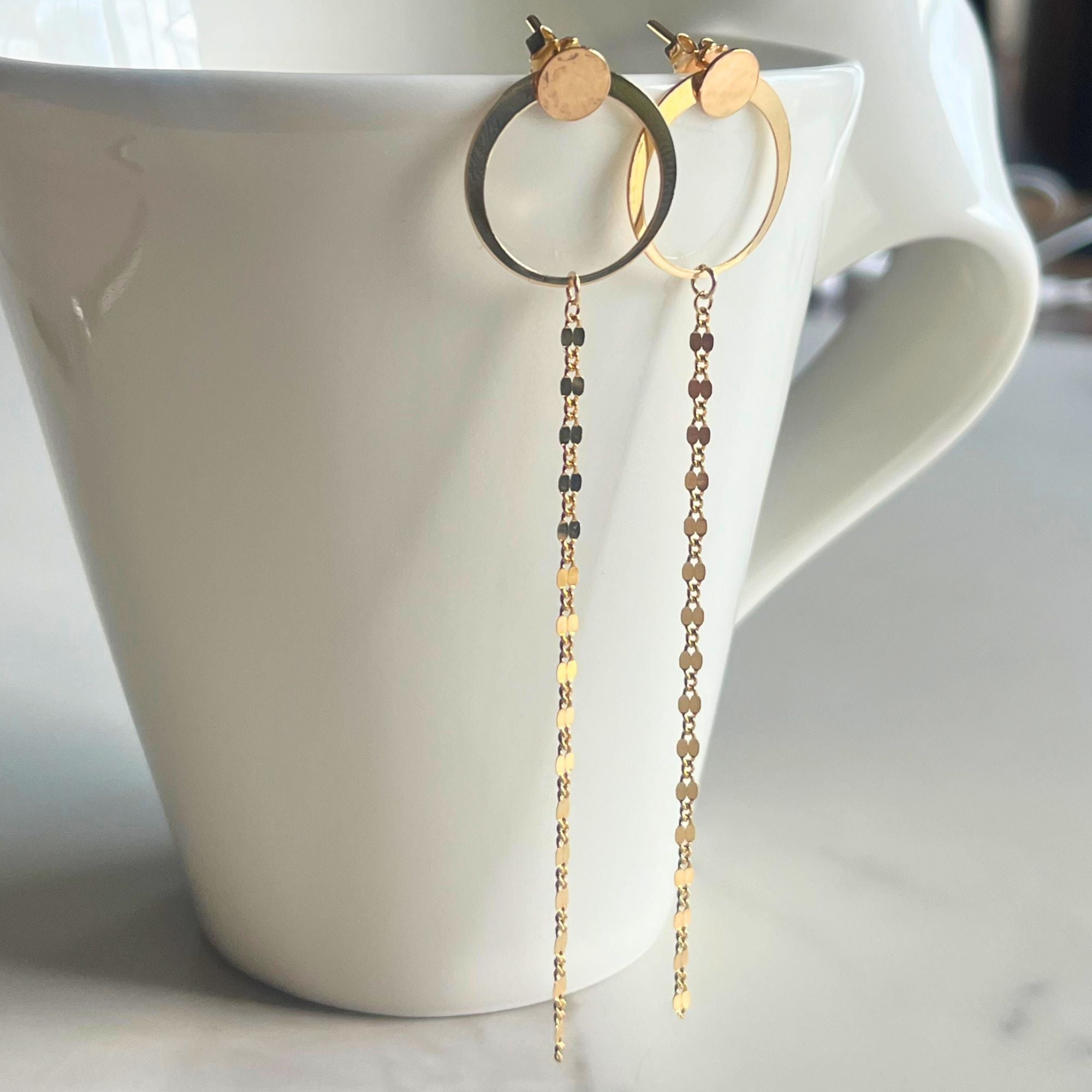 14kt Gold Filled 3 Way Ear Jacket Chain Earrings