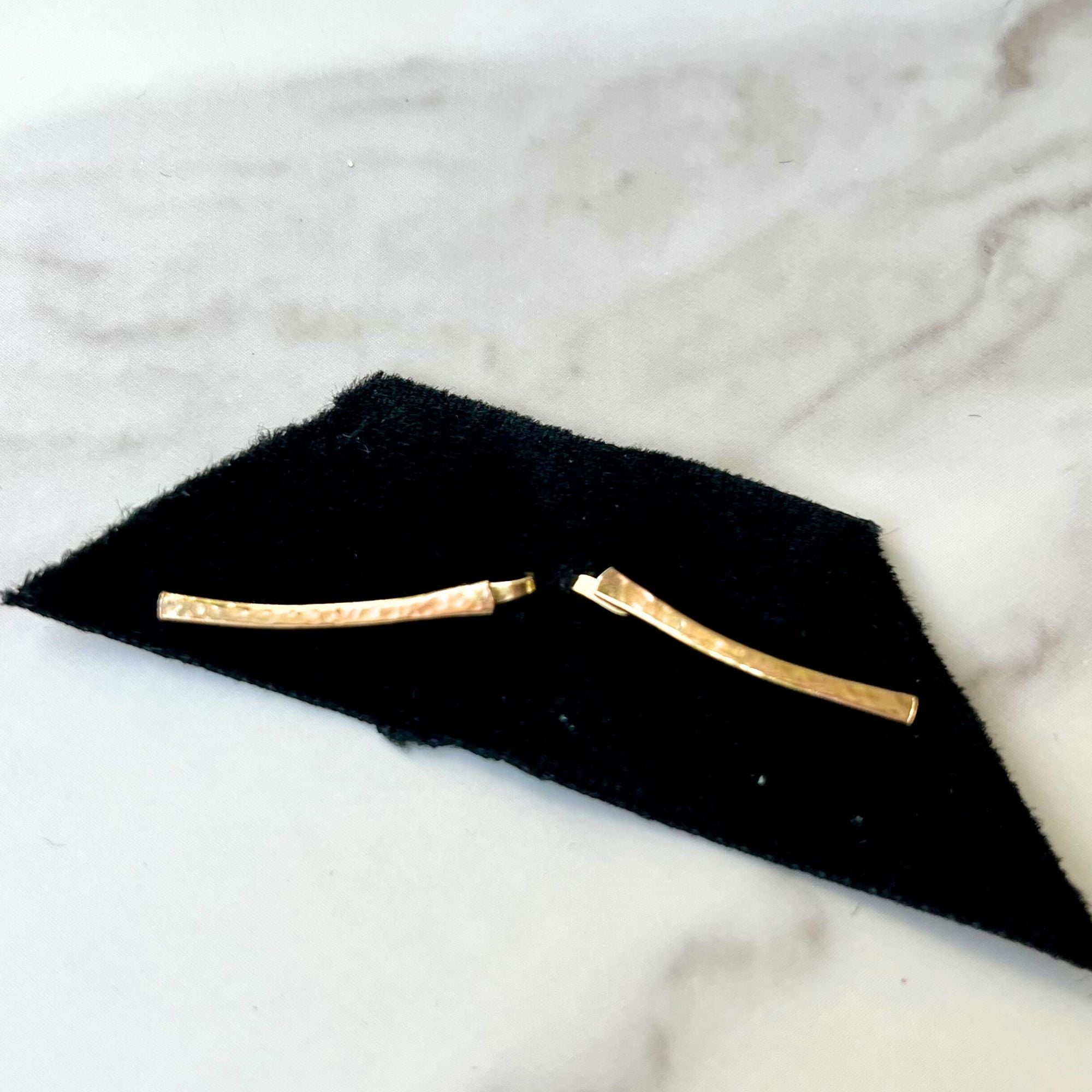 14kt Gold Filled Hammered Ear Climbers – Minimalist Curved Stud Earrings