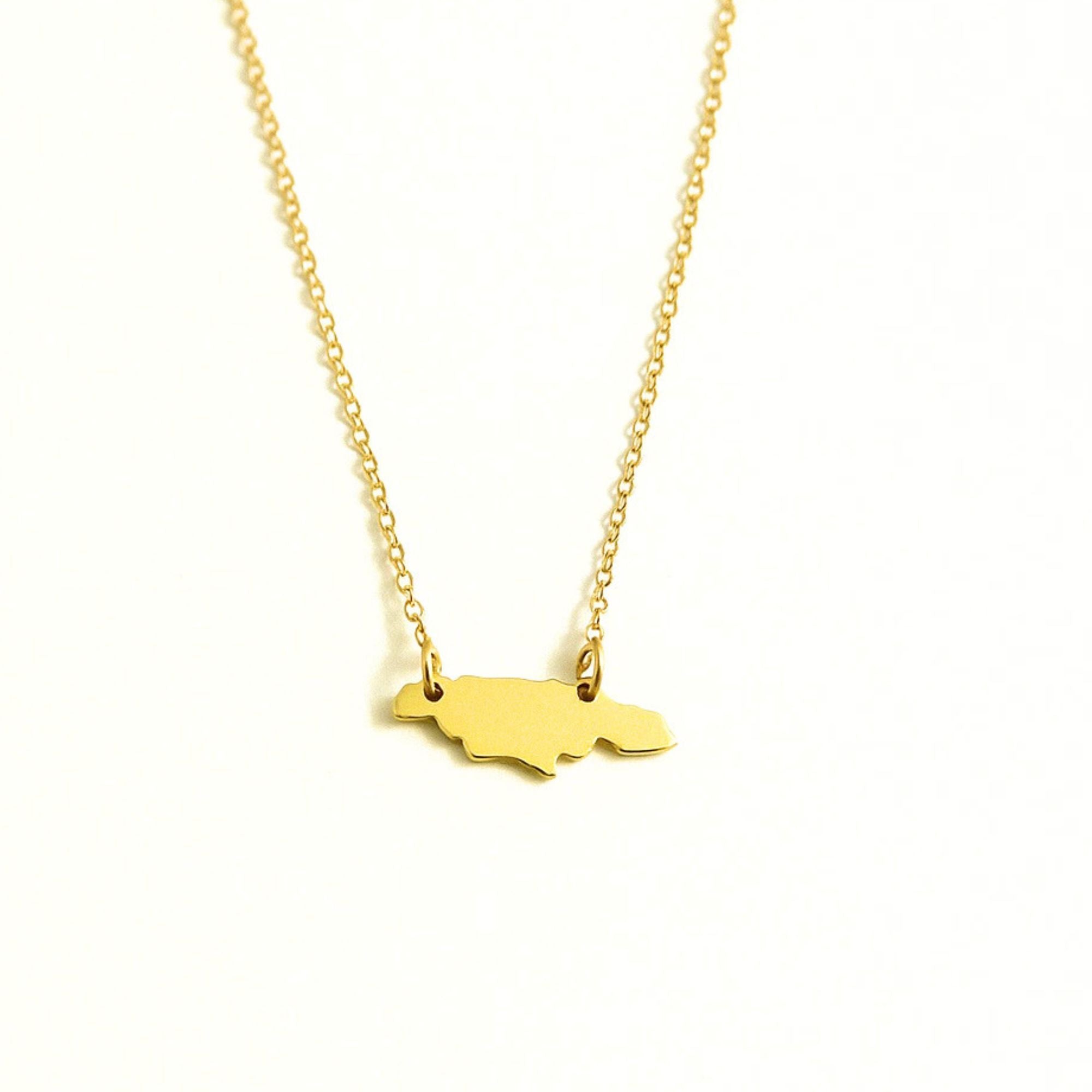 Jamaica Island Plate Necklace Small Pendant- 14kt Gold-Filled - The Pink Locket