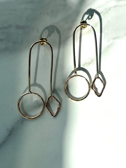 Minimalist 14kt Gold Filled Abstract Dangle Earrings – Modern Geometric Drop Design