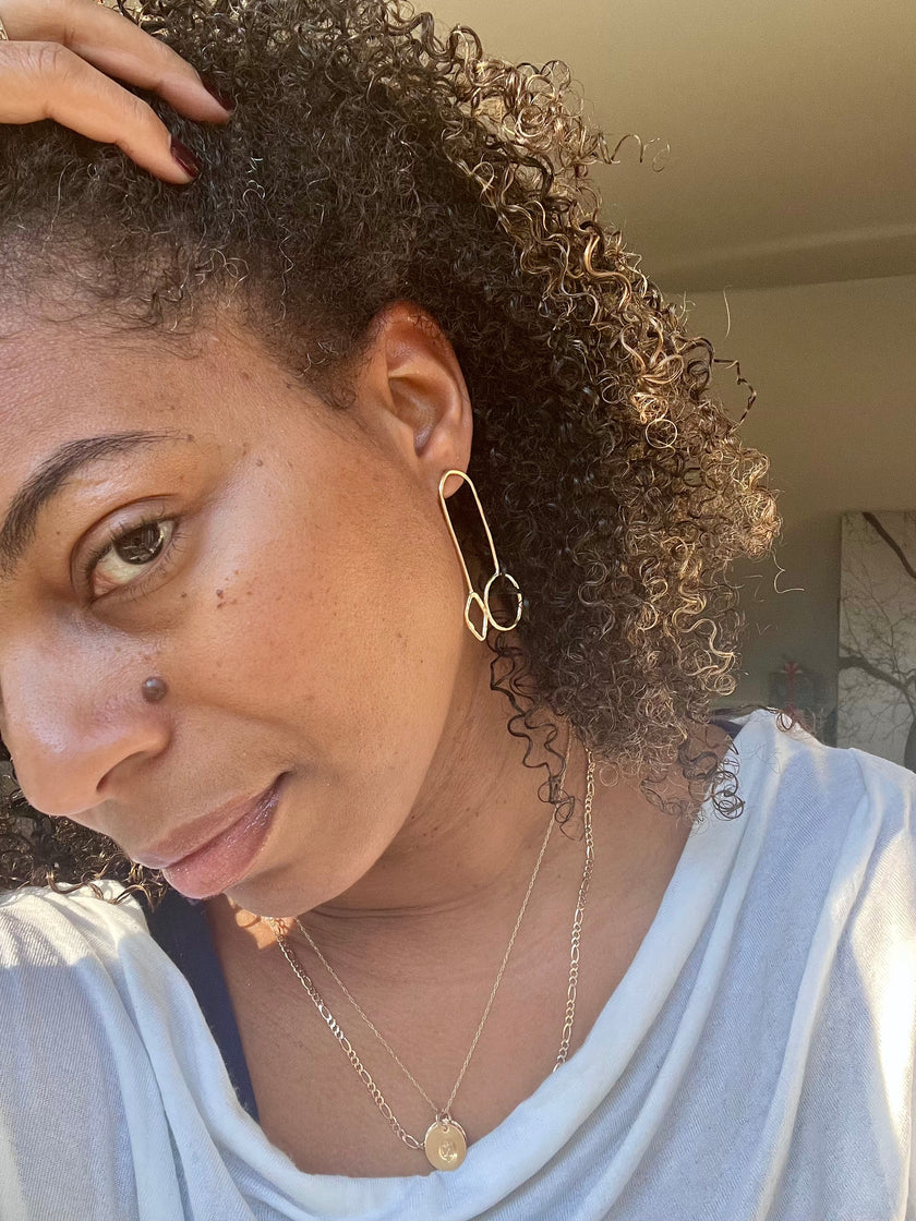 Minimalist 14kt Gold Filled Abstract Dangle Earrings – Modern Geometric Drop Design