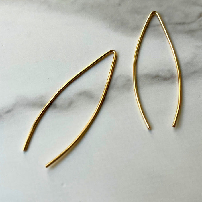 Gold Tear Threader Earrings - The Pink Locket