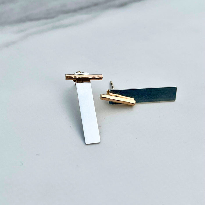 Mixed Metal Ear Jacket Earrings