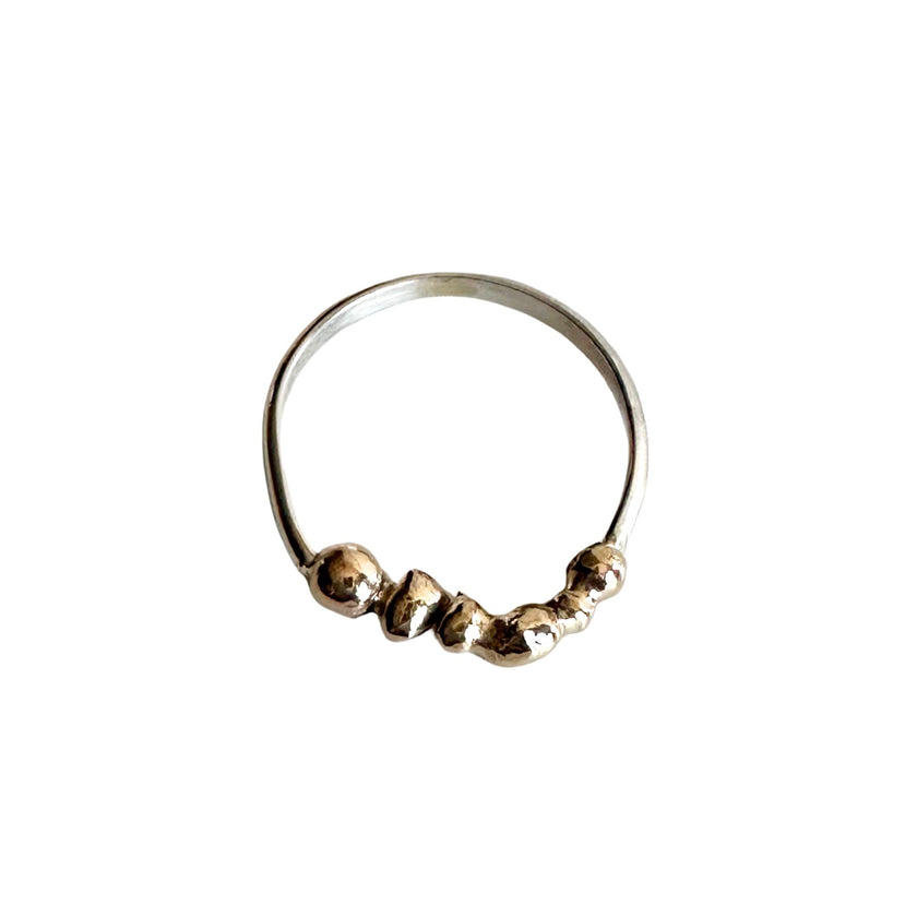 14kt Solid Gold Pebble Ring on Argentium Silver Band – Handmade, Recycled & Nickel-Free