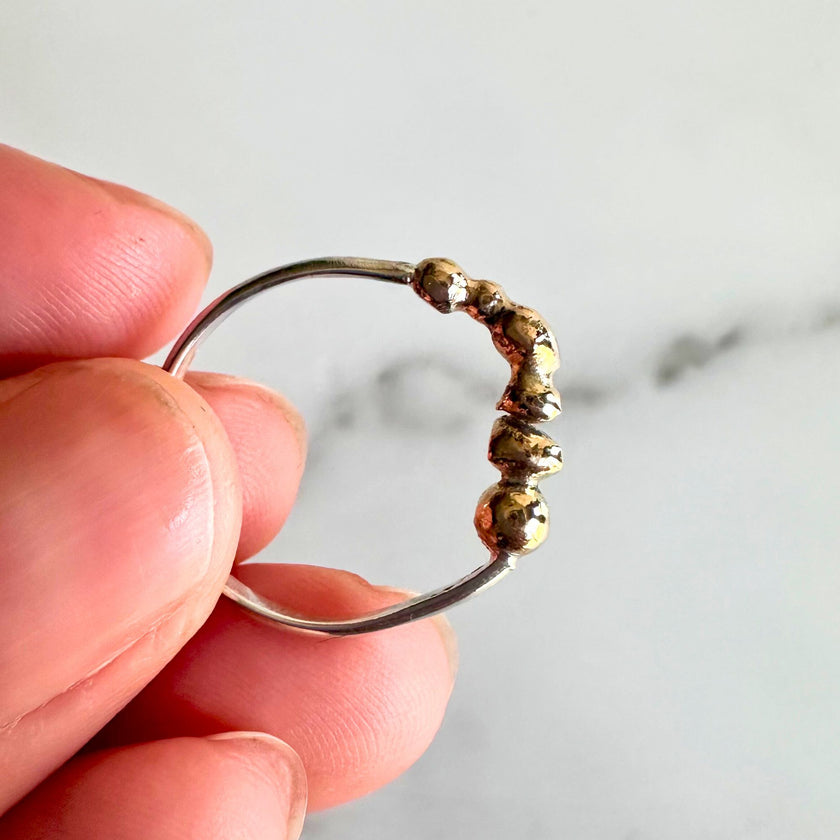 14kt Solid Gold Pebble Ring on Argentium Silver Band – Handmade, Recycled & Nickel-Free