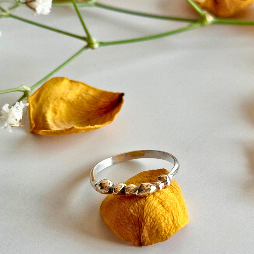 14kt Solid Gold Pebble Ring on Argentium Silver Band – Handmade, Recycled & Nickel-Free