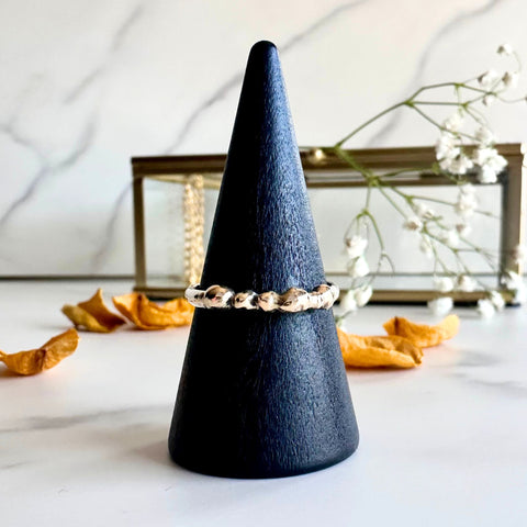 14kt Solid Gold Pebble Ring on Argentium Silver Band – Handmade, Recycled & Nickel-Free