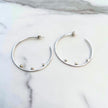 Argentium Silver Hammered Hoop Earrings with 14K Solid Gold Pebble