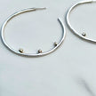 Argentium Silver Hammered Hoop Earrings with 14K Solid Gold Pebble