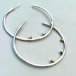 Argentium Silver Hammered Hoop Earrings with 14K Solid Gold Pebble