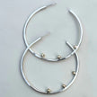 Argentium Silver Hammered Hoop Earrings with 14K Solid Gold Pebble