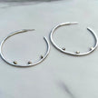 Argentium Silver Hammered Hoop Earrings with 14K Solid Gold Pebble