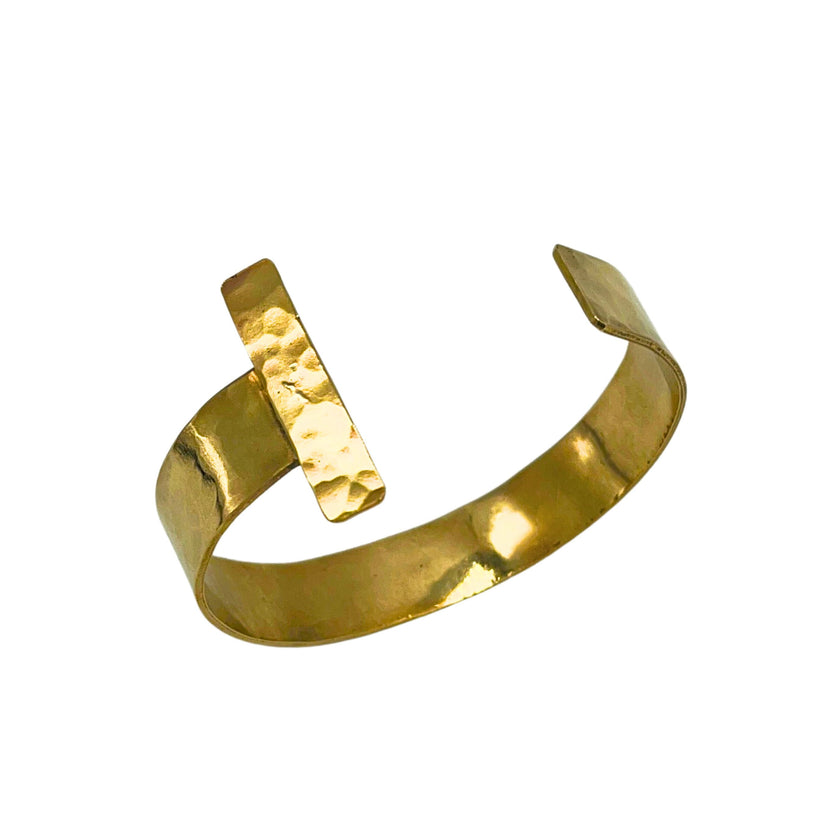Marlene - Hammered Gold Cuff - T Bracelet