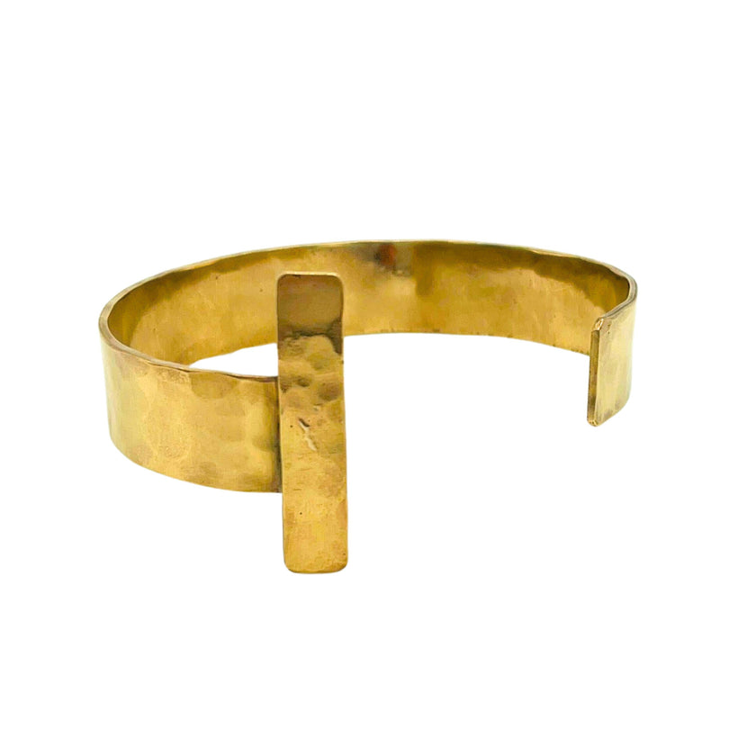 Marlene - Hammered Gold Cuff - T Bracelet
