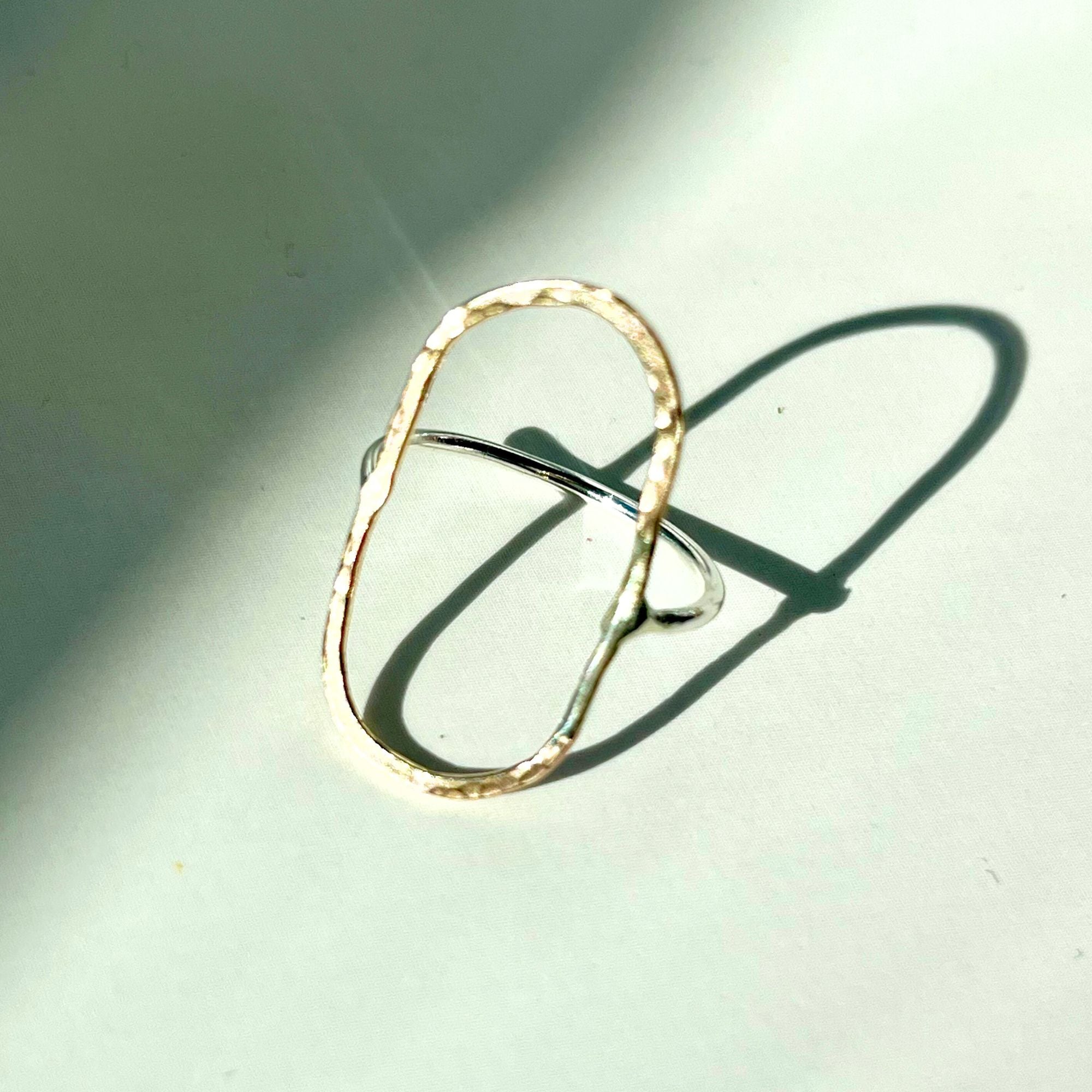 Mixed Metal 14kt Gold-Filled and Argentium Silver Minimalist Abstract Ring