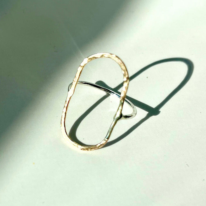 Mixed Metal 14kt Gold-Filled and Argentium Silver Minimalist Abstract Ring