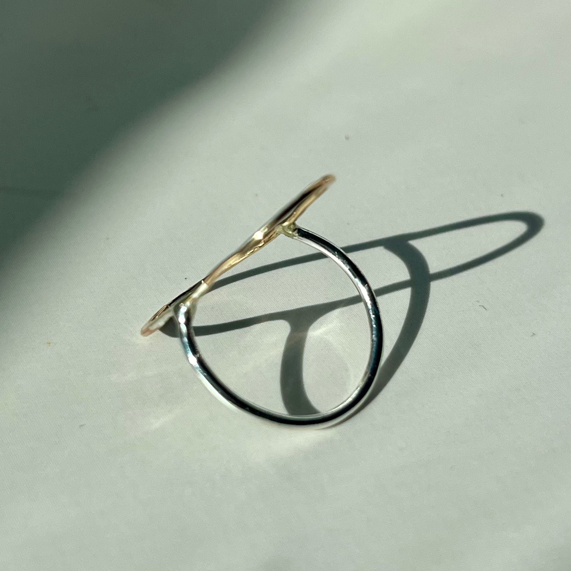 Mixed Metal 14kt Gold-Filled and Argentium Silver Minimalist Abstract Ring