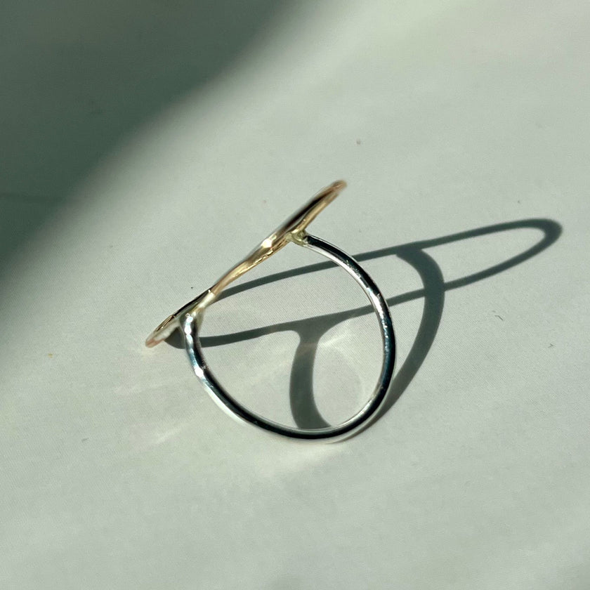 Mixed Metal 14kt Gold-Filled and Argentium Silver Minimalist Abstract Ring