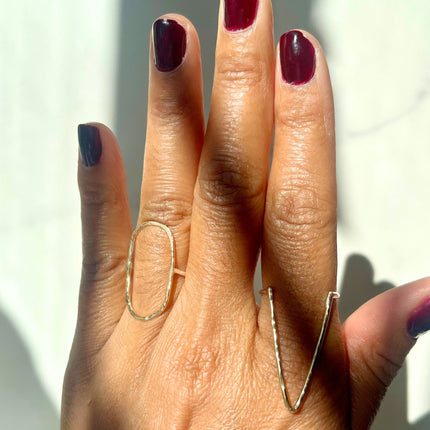 Mixed Metal 14kt Gold-Filled and Argentium Silver Minimalist Abstract Ring - The Pink Locket