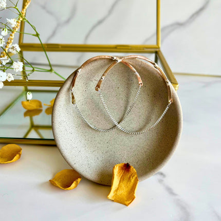 Mixed Metal Beaded Chain Hoop Earrings – 14kt Gold-Filled with Argentium Silver Beads