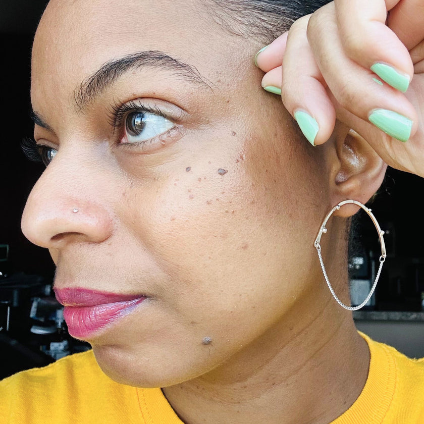 Mixed Metal Beaded Chain Hoop Earrings – 14kt Gold-Filled with Argentium Silver Beads