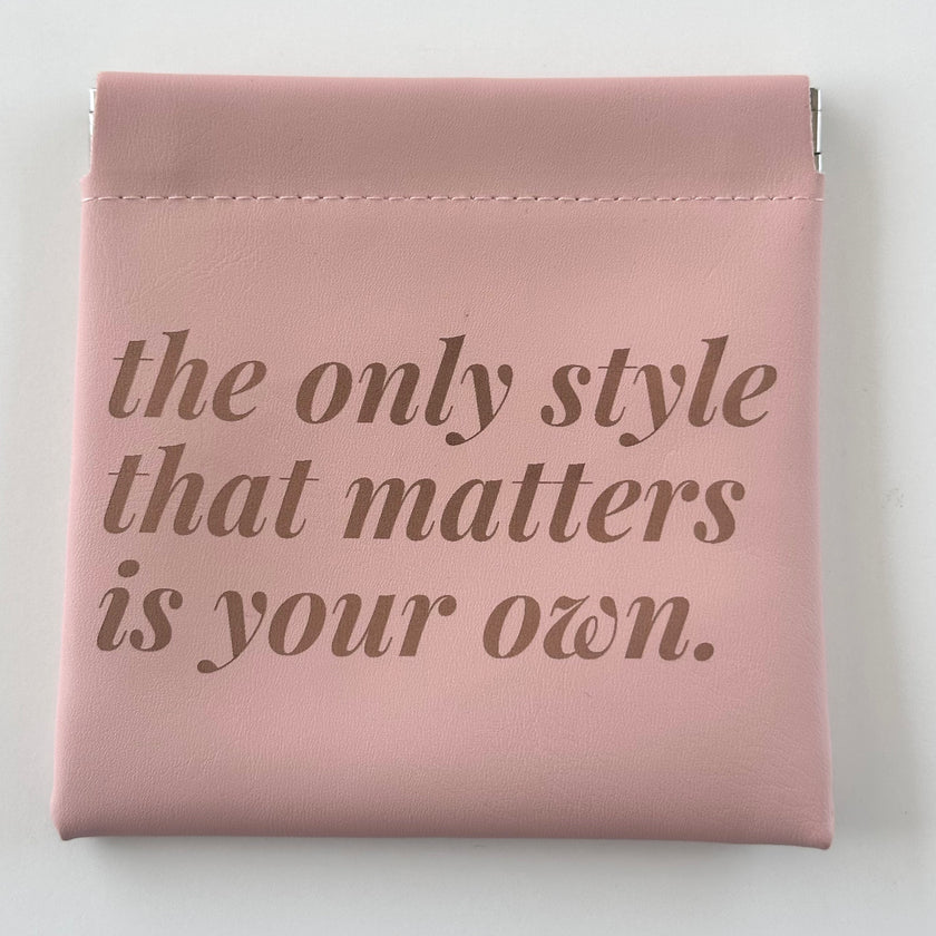 Pink Leatherette Jewelry Pouch with Motivational Quote
