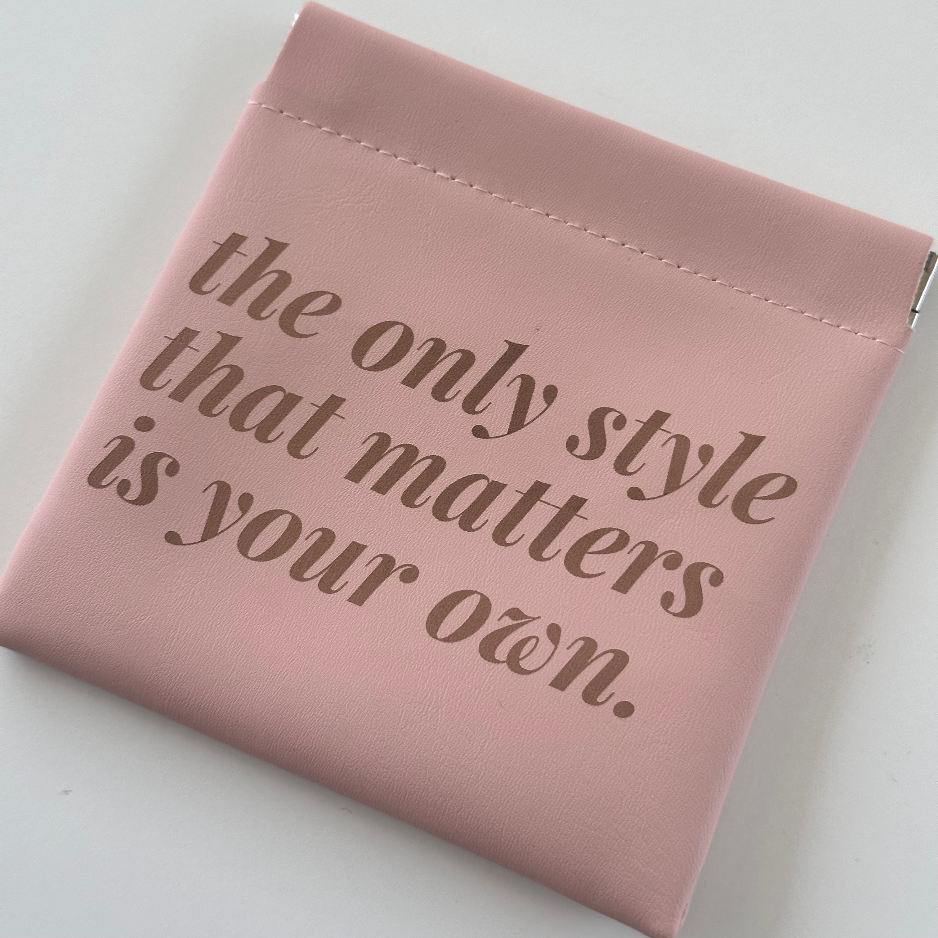 Pink Leatherette Jewelry Pouch with Motivational Quote