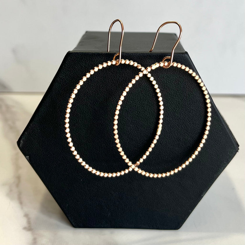 Rose Gold Beaded Large Hoops - 14kt Gold Filled - The Pink Locket