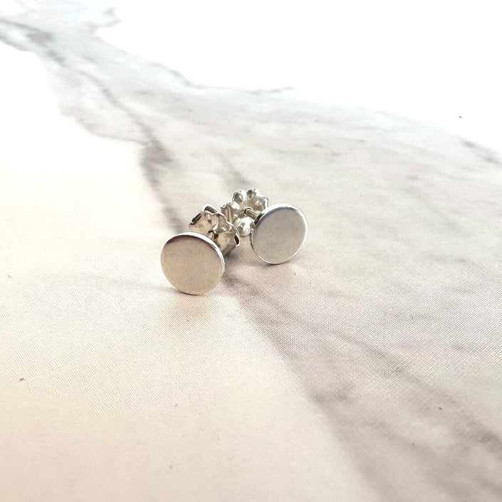 Silver Disc Stud Earring - Argentium Silver - Nickel Free Hypoallergenic