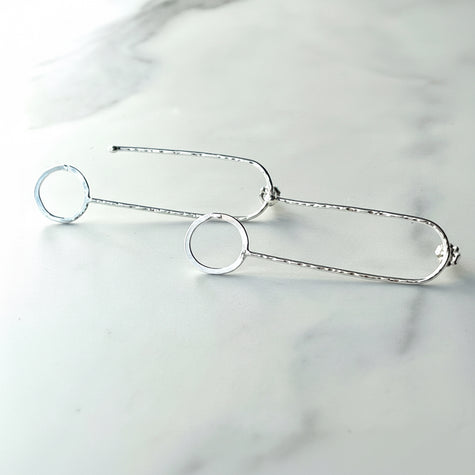 SilverMinimalistAbstractDangleEarrings