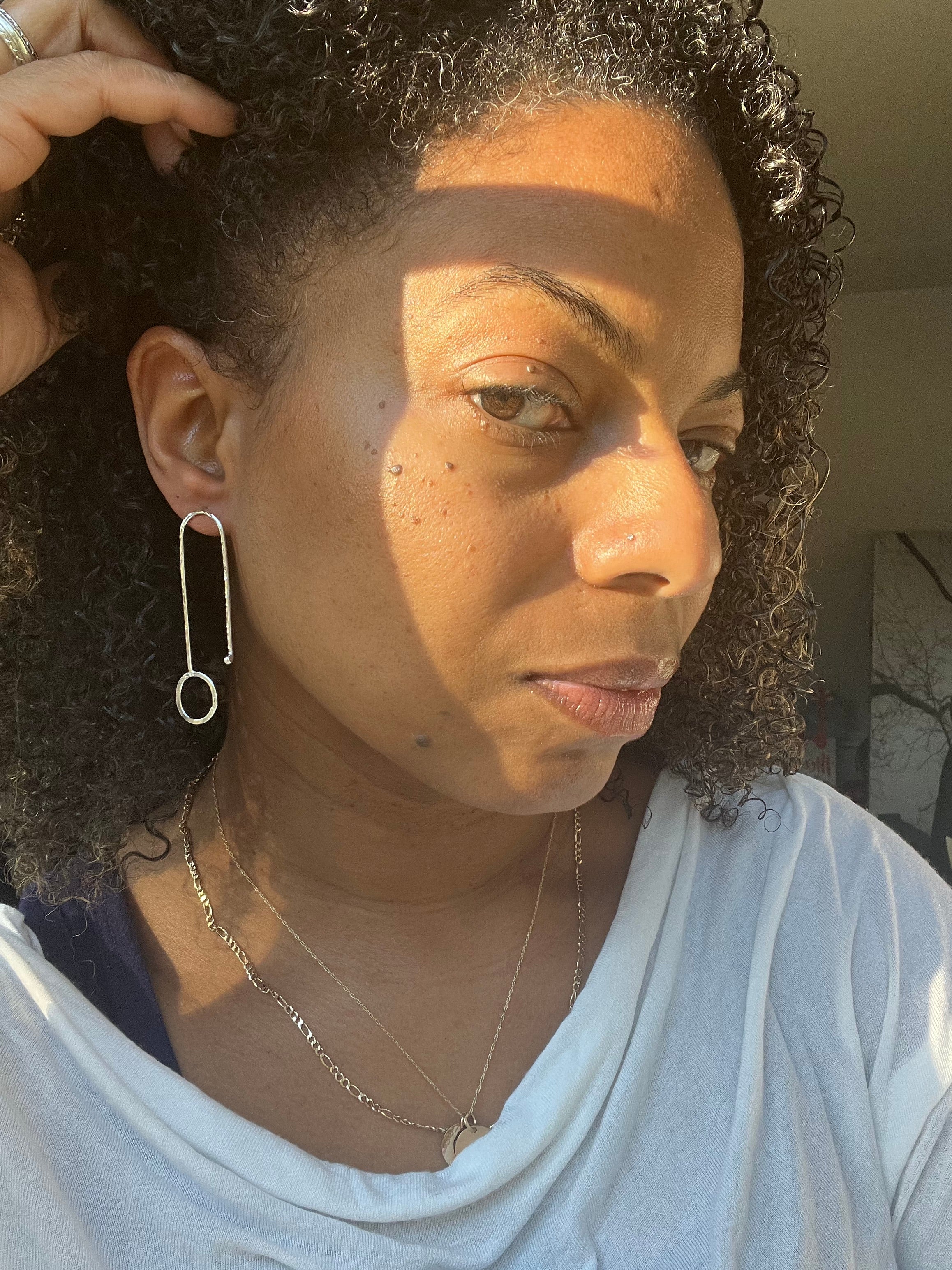 Minimalist Argentium Silver Geometric Dangle Earrings – Modern Nickel-Free Design