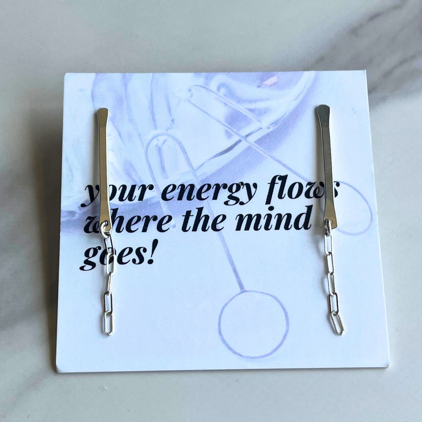 Erika - Match Stick Argentium Silver Dangle Stud Earrings - Nickel Free