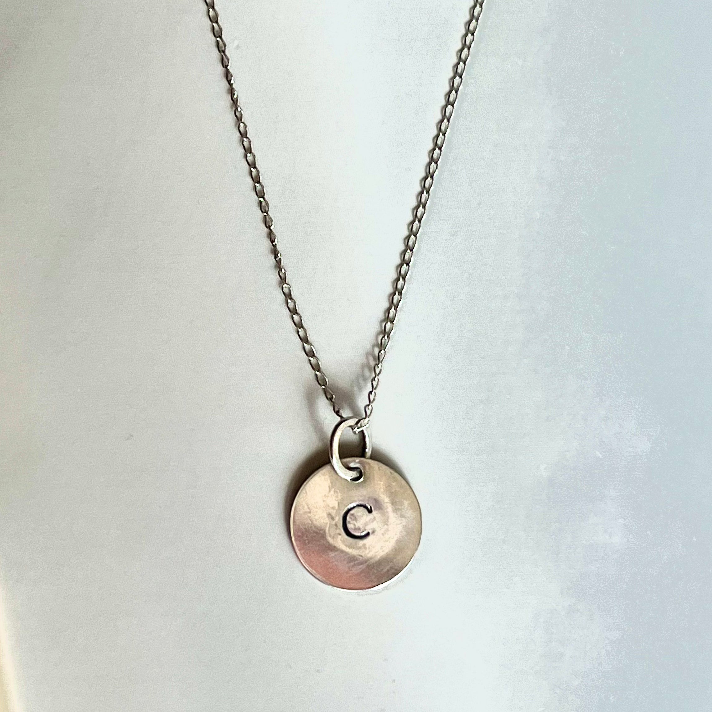 Silver Initial Disc Necklace