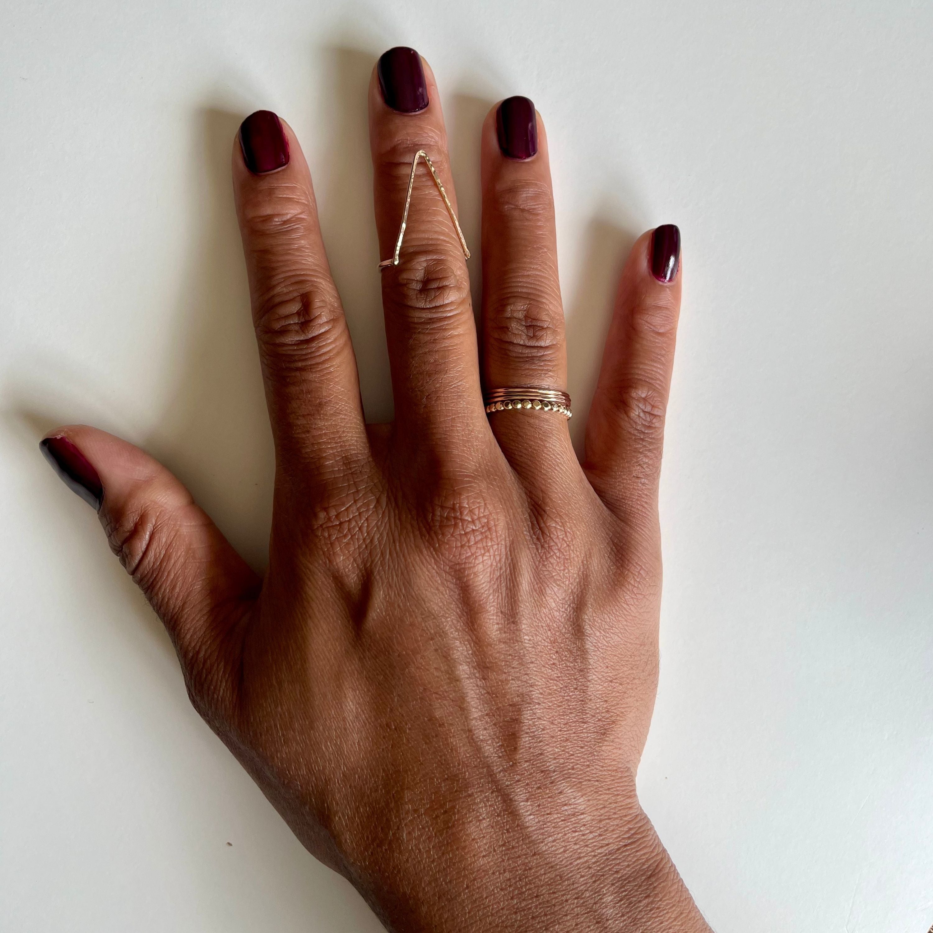 Minimalist V-Shape Thumb & Stacking Ring – 14kt Gold-Filled & Argentium Silver