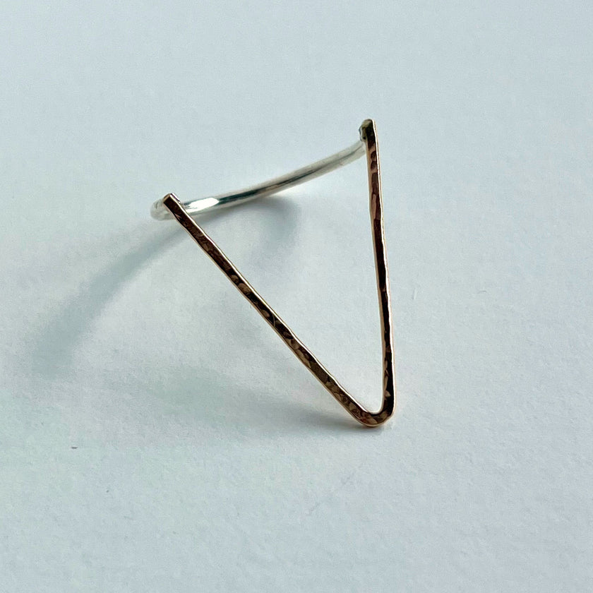 Minimalist V-Shape Thumb & Stacking Ring – 14kt Gold-Filled & Argentium Silver