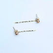 14kt Gold Pebble Stud Drop Chain Earring