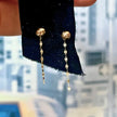 14kt Gold Pebble Stud Drop Chain Earring