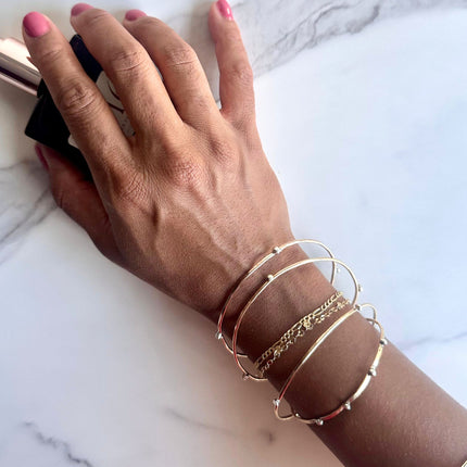 14kt Gold-Filled Bangle Bracelet with Argentium Silver Beads