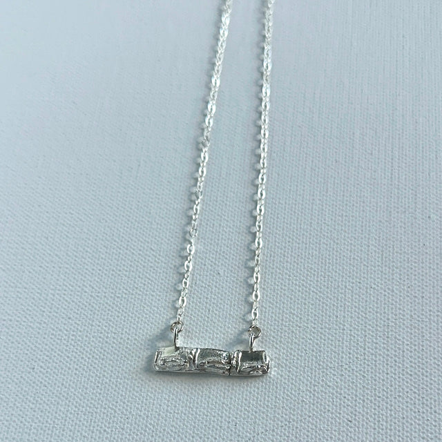 Sugarcane Sterling Silver Bar Chain Necklace - Nickel-Free Hypoallergenic