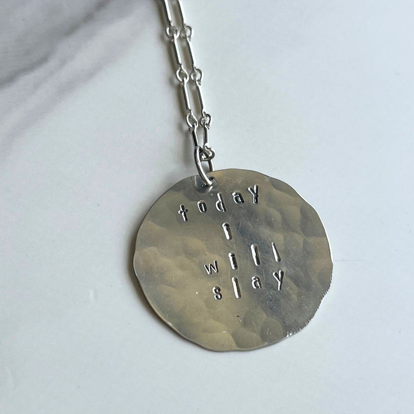 Today I Will Slay Silver Necklace - Bar Chain - Hypoallergenic